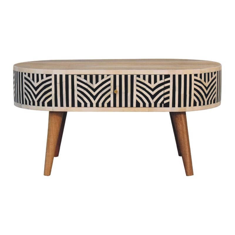 Edessa Bone Inlay  Solid Wood 2 Drawer Coffee Table