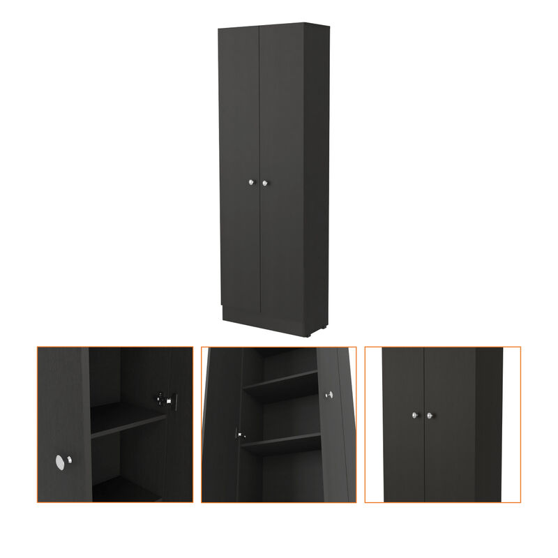Buxton Rectangle 2-Door Storage Tall Cabinet Black Wengue