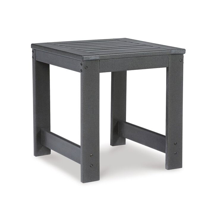 Wigo 22 Inch Outdoor Side End Table, Slatted Top, Modern Charcoal Gray - Benzara