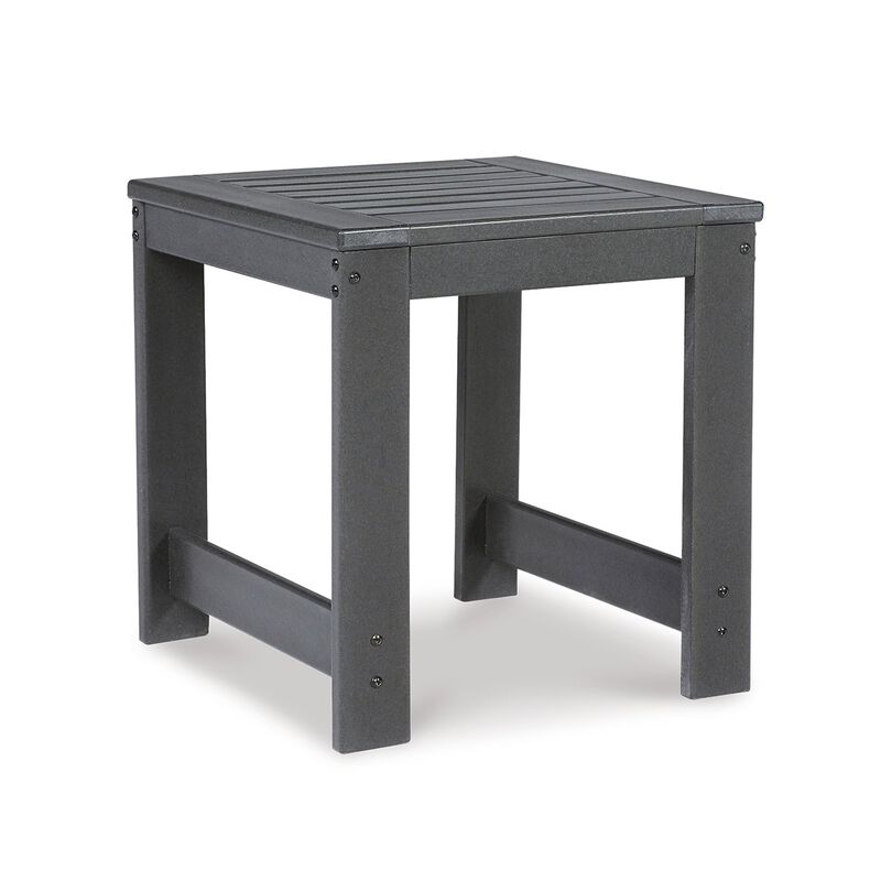 Wigo 22 Inch Outdoor Side End Table, Slatted Top, Modern Charcoal Gray - Benzara