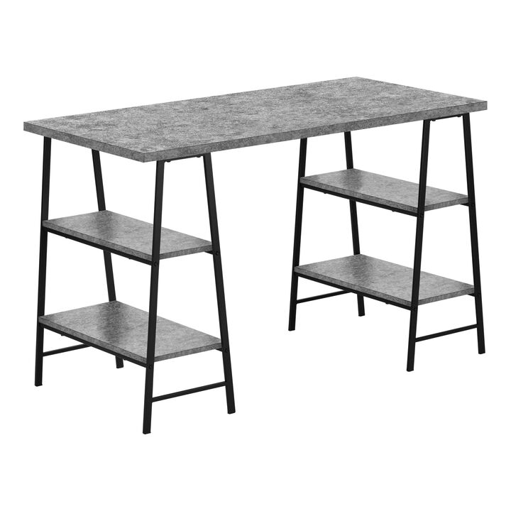Monarch Specialties I 7526 Computer Desk, Home Office, Laptop, Storage Shelves, 48"L, Work, Metal, Laminate, Grey, Black, Contemporary, Modern