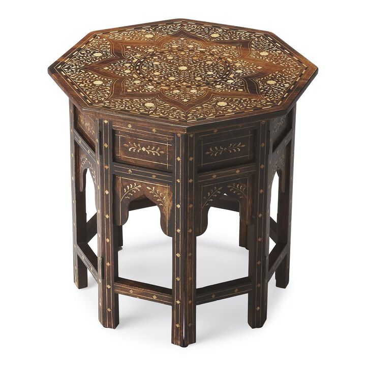 Butler Specialty Company Rashmi Wood & Bone Inlay Side Table, Medium Brown