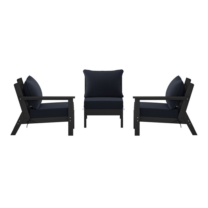 WestinTrends Outdoor Patio HDPE Sectional Sofa with Patio Cushions
