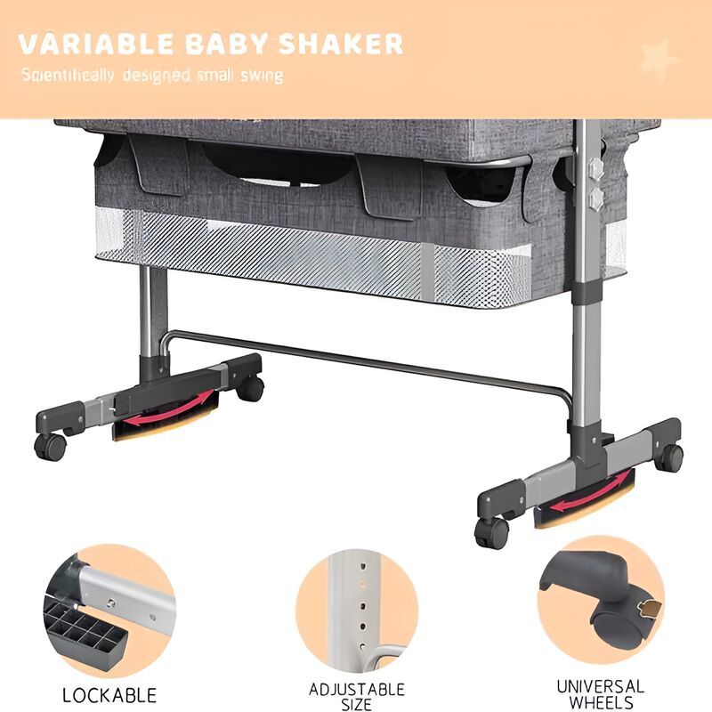 Baby Bassinet Bedside Sleeper 3-in-1 Adjustable Bedside Crib for Newborns & Infants