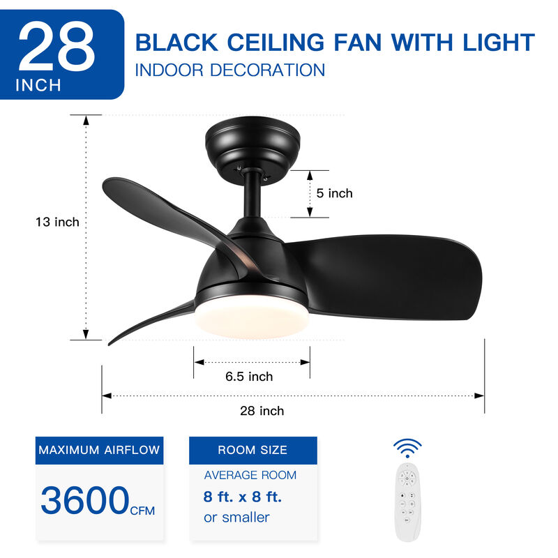 28 In Intergrated LED Ceiling Fan Lighting with ABS Blade