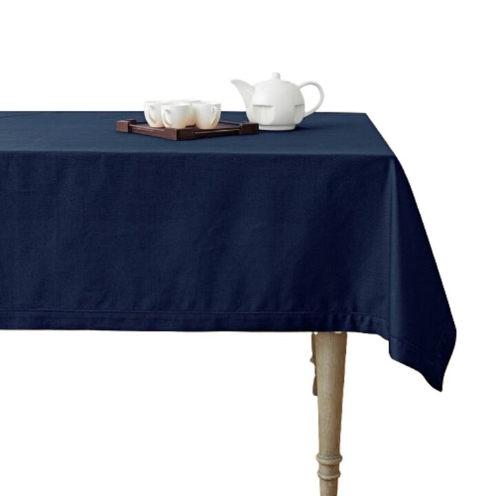 Solino Home Cotton Linen Hemstitch Tablecloth for Thanksgiving, Christmas
