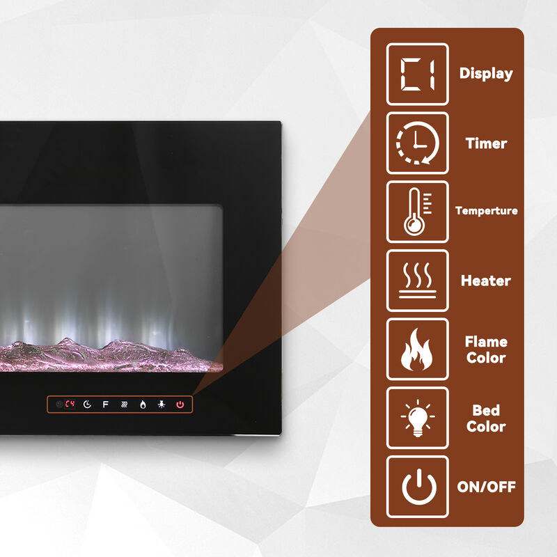 MONDAWE 60" Recessed Wall-Mounted Electric Fireplace 5000 BTU Heater with Remote Control