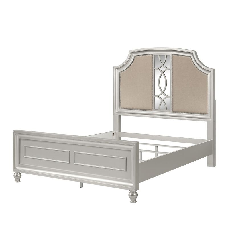 New Classic Furniture Reflections Wood Upholstered Queen Bed, Silver