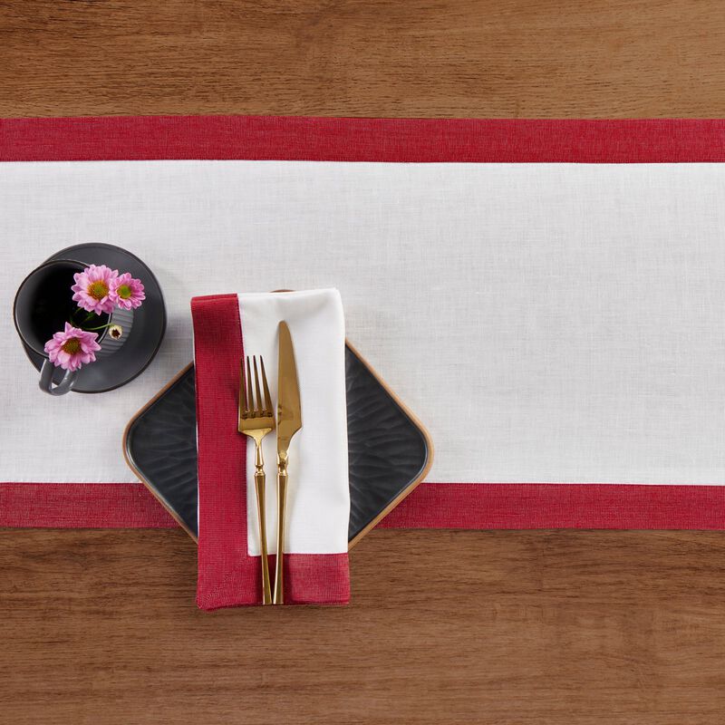 Solino Home 100% Pure Linen Table Runner 14 x 90 Inch | Festive Edge