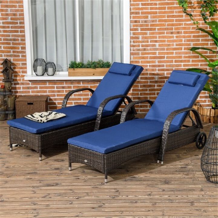 Set of 2 Reclining Chaise Lounges, Ergonomic Adjustable Chairs for Relaxing & Lounging