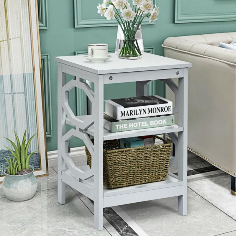 Hivvago 3-tier Nightstand Sofa Side End Accent Table