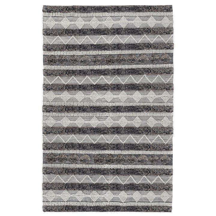 Ako 2 x 3 Indoor Outdoor Small Area Rug, Ivory Abstract Design, Gray Tones - Benzara