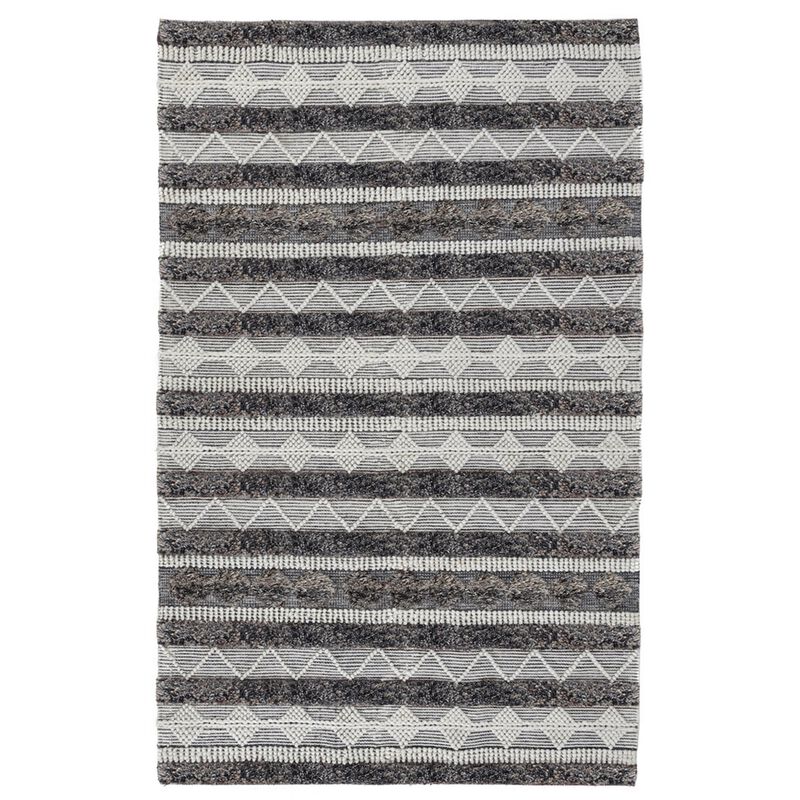 Ako 2 x 3 Indoor Outdoor Small Area Rug, Ivory Abstract Design, Gray Tones - Benzara