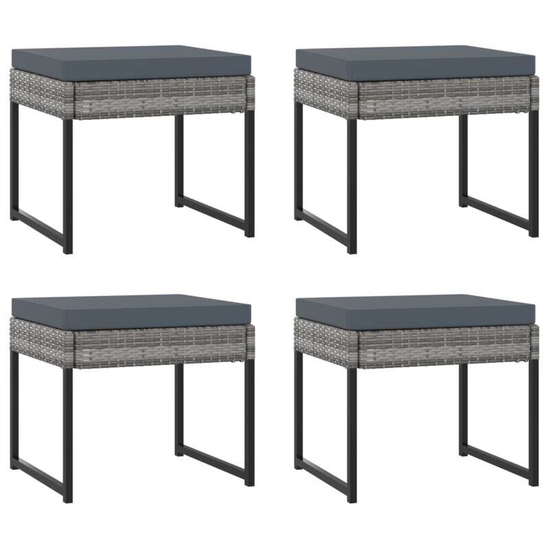vidaXL 11 Piece Garden Dining Set with Cushions Poly Rattan Gray