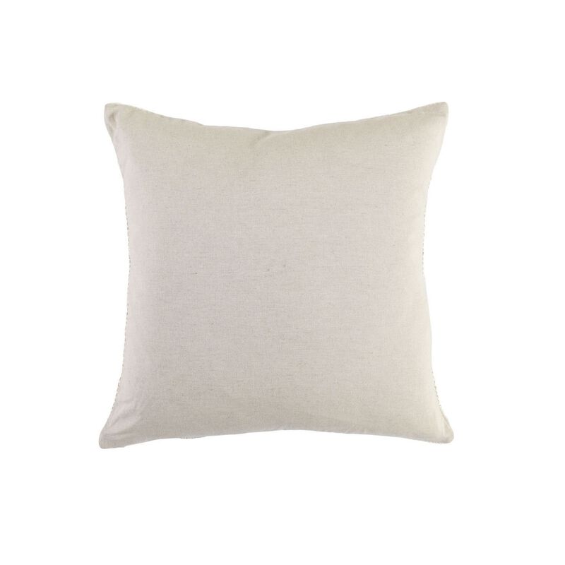 Alty Throw Pillow, 22 Inch Ivory Woven Jute Design, Feather Insert - Benzara
