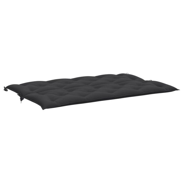 Claire Outdoor Cushion for Bench, 59 Inch, Black Tufted Oxford Fabric - Benzara