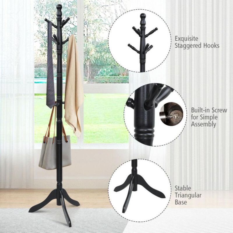 Hivvago Entryway Height Adjustable Coat Stand with 9 Hooks
