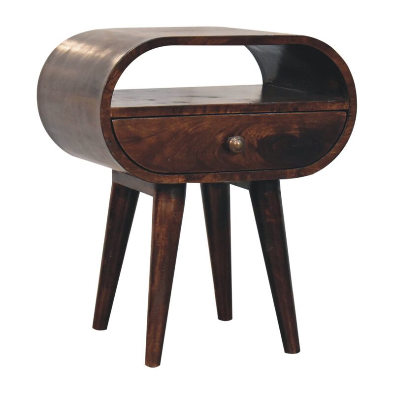 Artisan Furniture Solid Wood California Walnut Circular Bedside with Open Slot