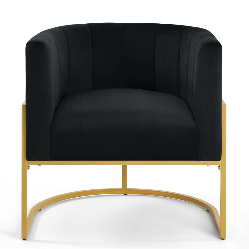 Golden Metal Accent Chair with Velvet Upholstery