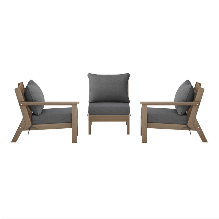 WestinTrends Outdoor Patio HDPE Sectional Sofa with Patio Cushions