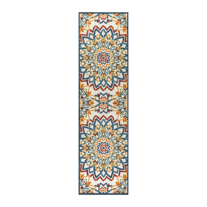 Flora Abstract Bold Mandala High-Low Indoor/Outdoor Area Rug