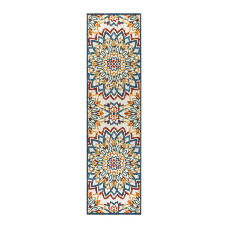 Flora Abstract Bold Mandala High-Low Indoor/Outdoor Area Rug