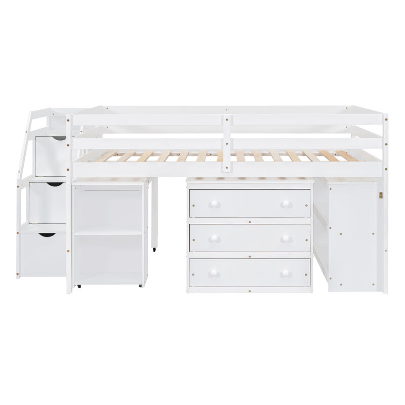 Merax Loft Bed with Writing Desk and 3 Drawers