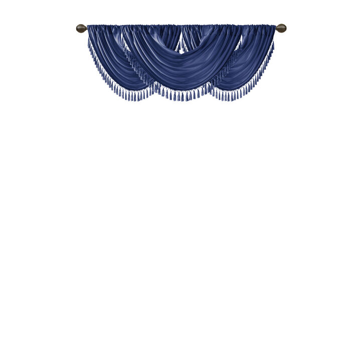 Gracie Mills Aurelius Faux Silk Sheen Waterfall Embellished Valance