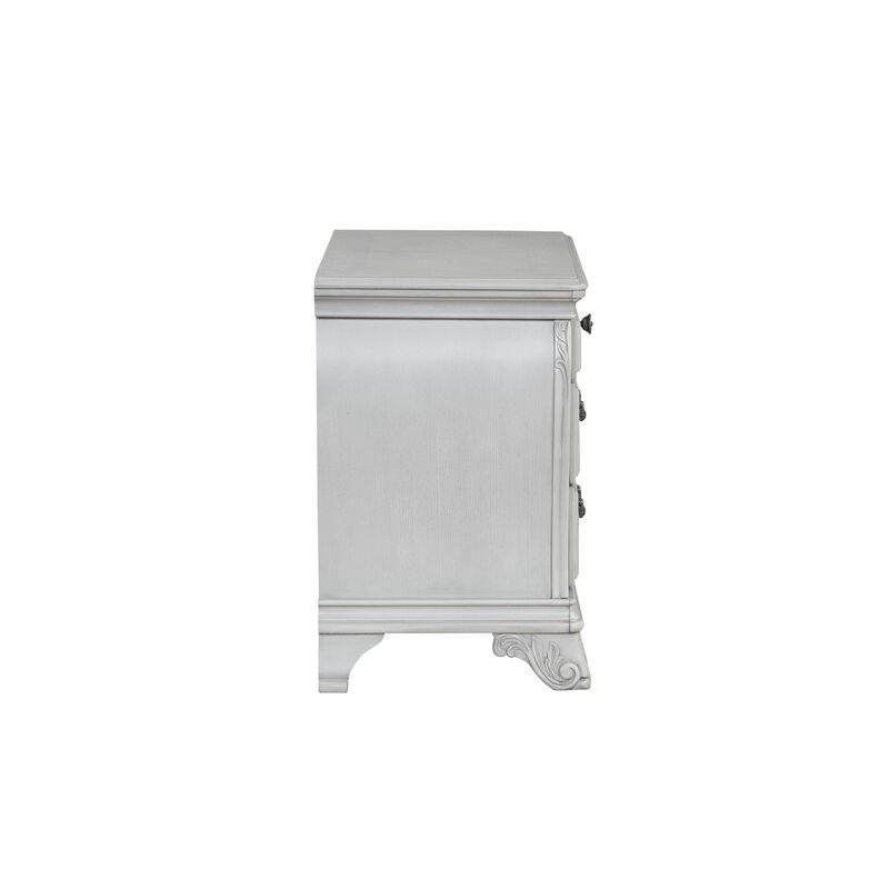 Api 29 Inch Nightstand, 3 Drawers, 2 Drop Handles, Classic Mist Gray - Benzara