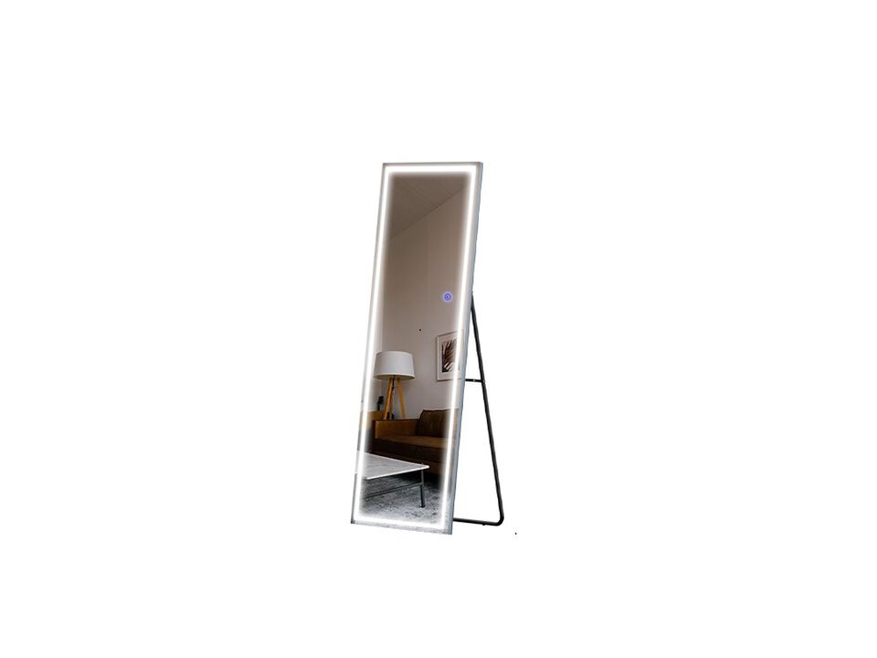 63*20 Rectangle Framed Right Angle LED  Full Length Mirror in Sliver
