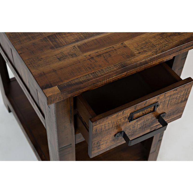 Starlight Canyon Home Gray One Drawer Chairside Table with Acacia and Veneer for Industrial Style