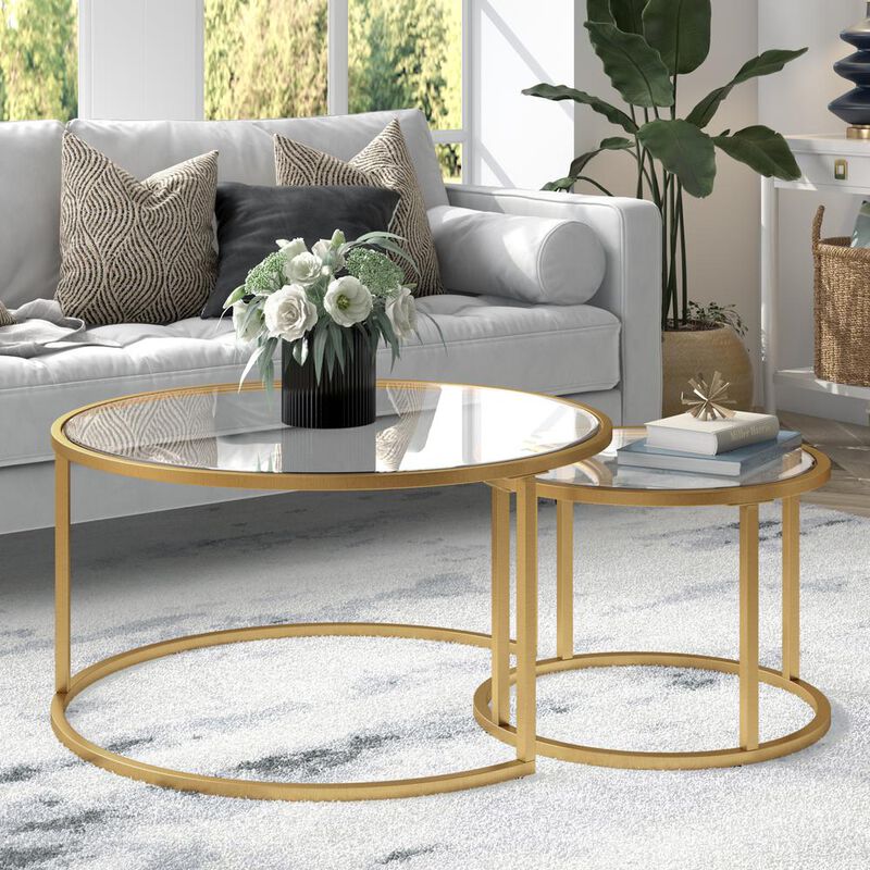 Hudson&Canal Watson Round Nested Coffee Table in Brass