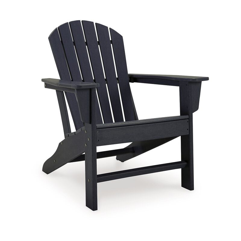 Sami 33 Inch Outdoor Chair, Slatted Design, Adirondack, Black Finish - Benzara