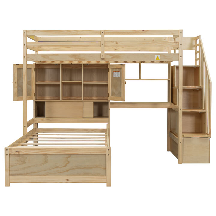 Merax Loft Bed with Built-in Desk and Staircase