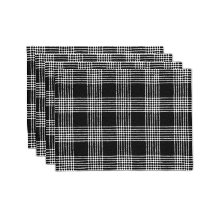 Solino Home 100% Pure Linen 14 x 19 Inch Placemats Set of 4 | Glen Check