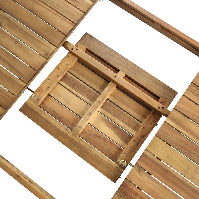 Merax Outdoor Acacia Wood Extendable Dining Table