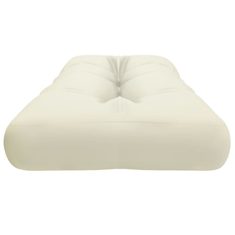 Moni Outdoor Cushion for Bench, Deep Tufted, White Fabric, 47 Inch - Benzara
