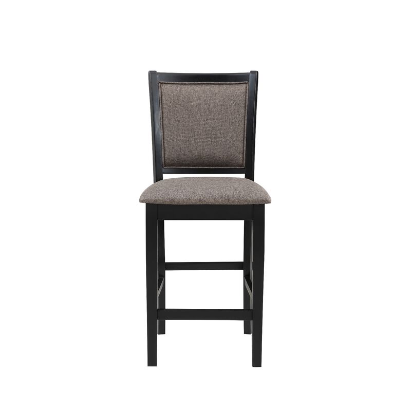 Jeremy 42 Inch 5 Piece Round Counter Table Set with Fabric Seat, Brown and Black - Benzara