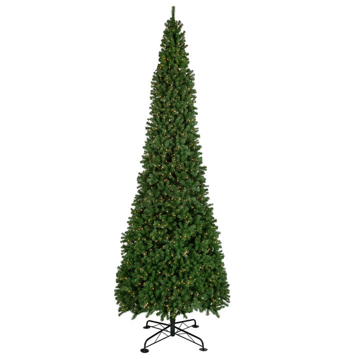16' Pre-Lit Pendleton Spruce Slim Artificial Commercial Christmas Tree  Clear Lights