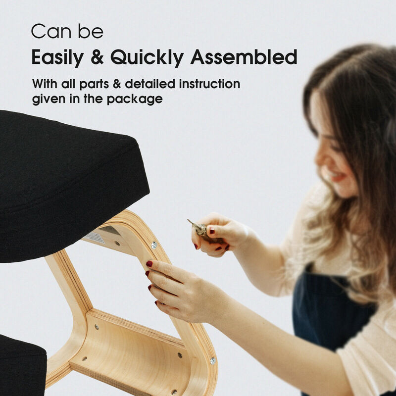 Costway Ergonomic Kneeling Chair Rocking Stool Upright Posture Office Furniture Black