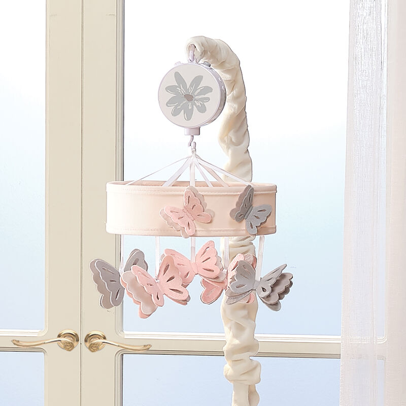 Lambs & Ivy Baby Blooms Pink Butterfly Musical Baby Crib Mobile Soother Toy