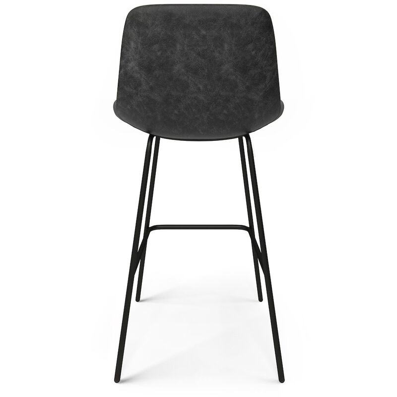 Simpli Home Jolie Bar Stool (Set Of 2) In Distressed Charcoal Grey Vegan Faux Leather