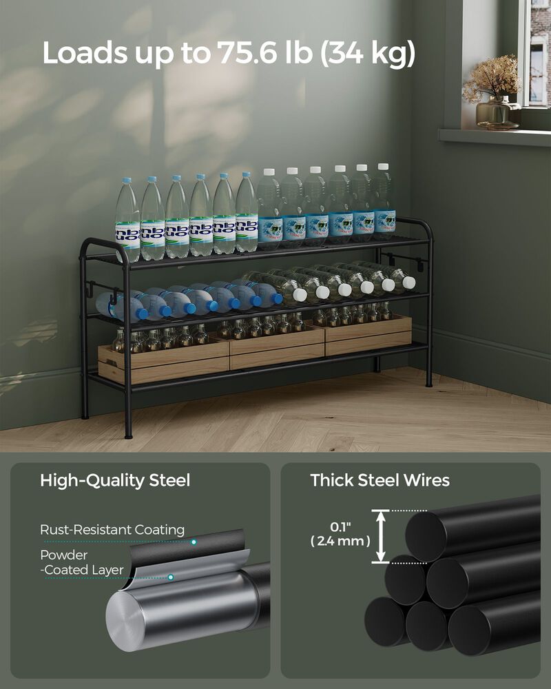 3-Tier Metal Shoe Rack - Sturdy Organizer for Entryway and Closet Storage