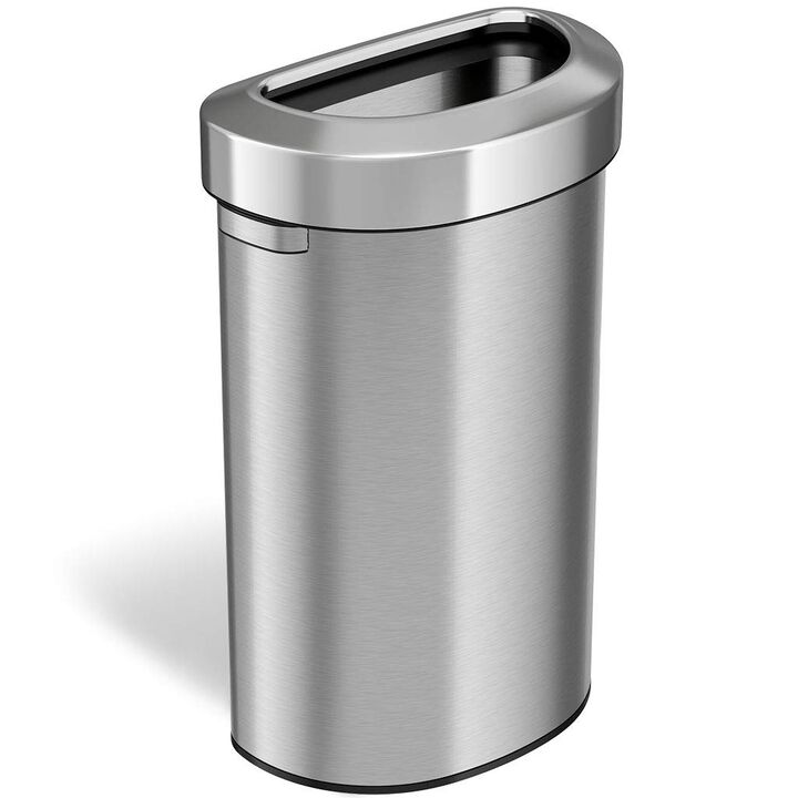 iTouchless 23 Gallon / 87 Liter Semi-Round Open Top Trash Can