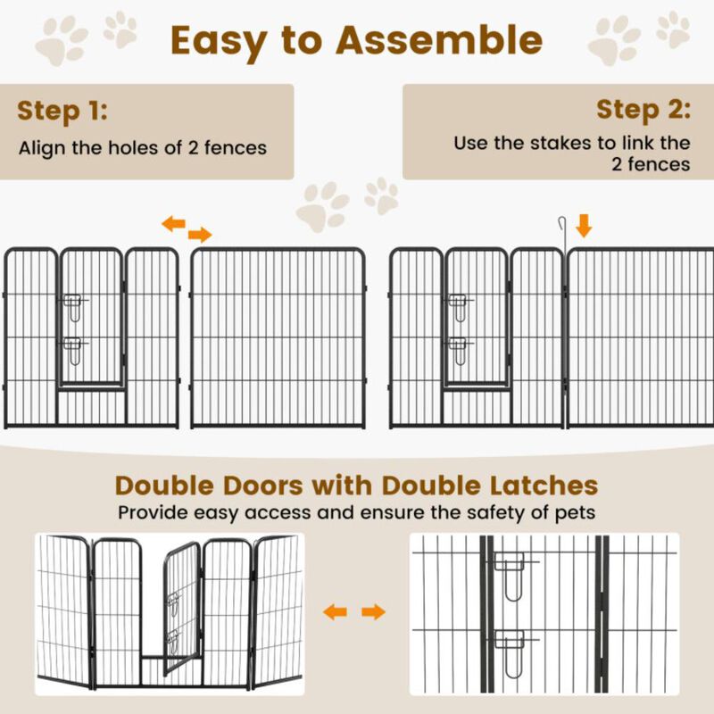 Hivvago 16 Panel 24/32/40 Inches Height Dog Playpen with Lock and Large Door