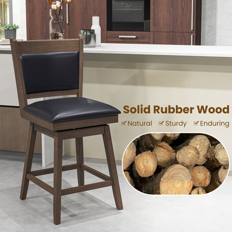 Padded Bar Stools Set of 2 with Swivel Seat and Footrest