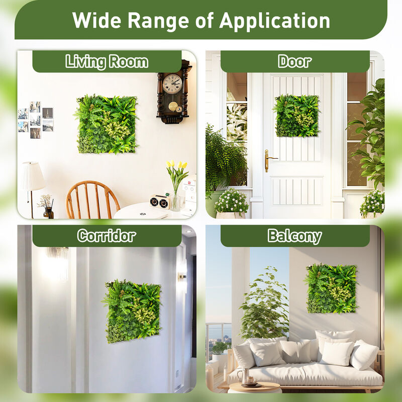 20" x 20" 3D Hanging Greenery Hedge with 11 Mixed Faux Plants for Indoor and Outdoor Decor