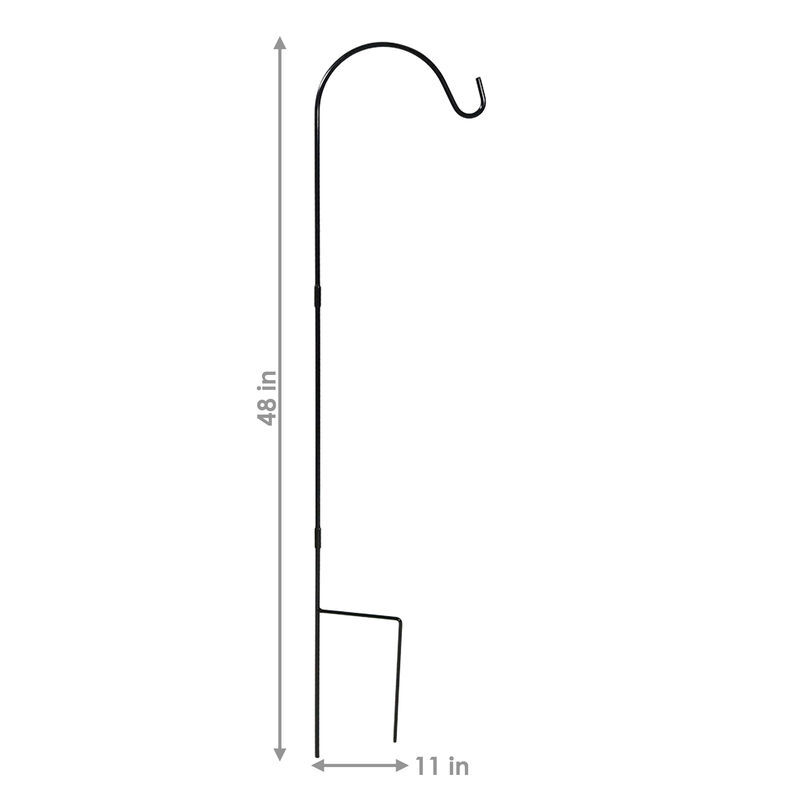 Sunnydaze Black Steel Hanging Single Shepherd Hooks - Set of 2