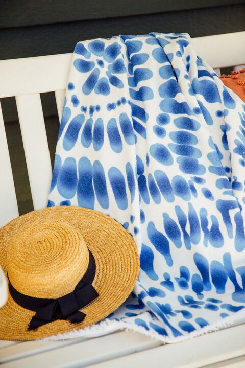 Indigo Round Turkish Beach Towel