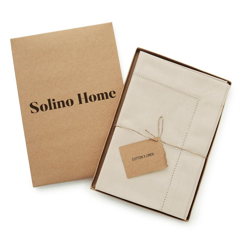 Solino Home Cotton Linen Hemstitch Dinner Napkins 20 x 20 Inch Set of 4